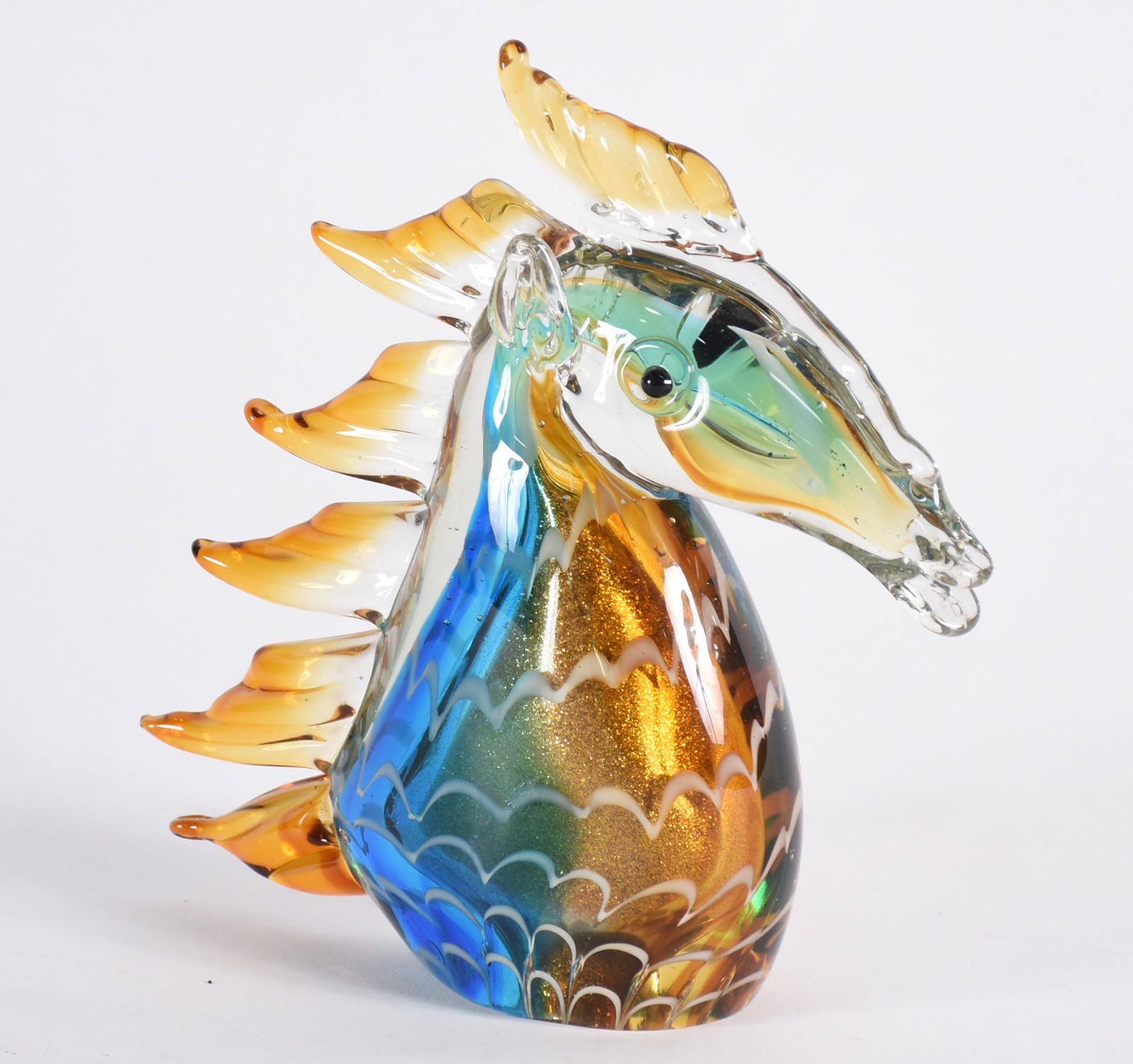 Cabeça de cavalo de murano colorido com pó de ouro. - foto 1 de 3