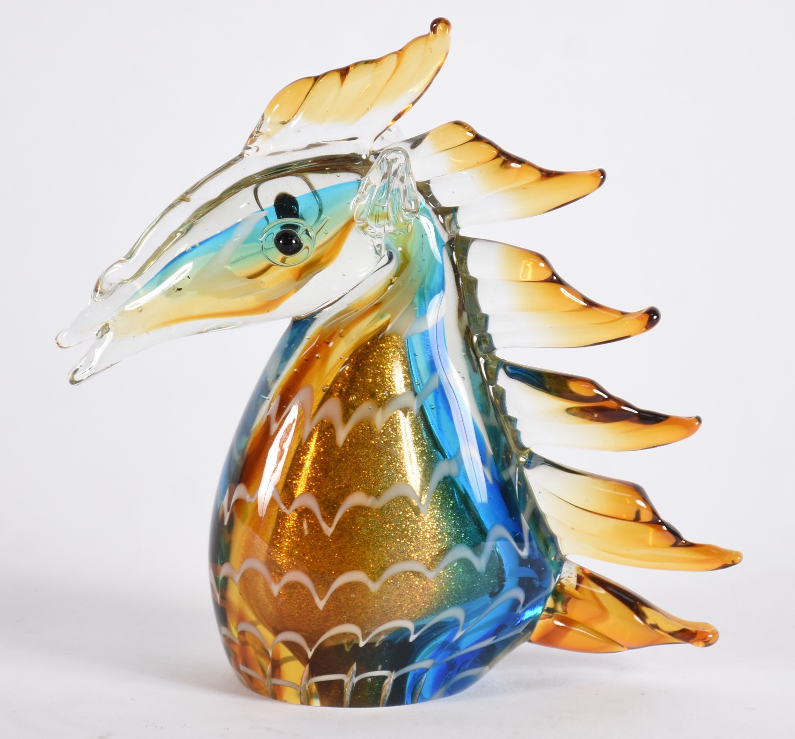 Cabeça de cavalo de murano colorido com pó de ouro. - foto 2 de 3