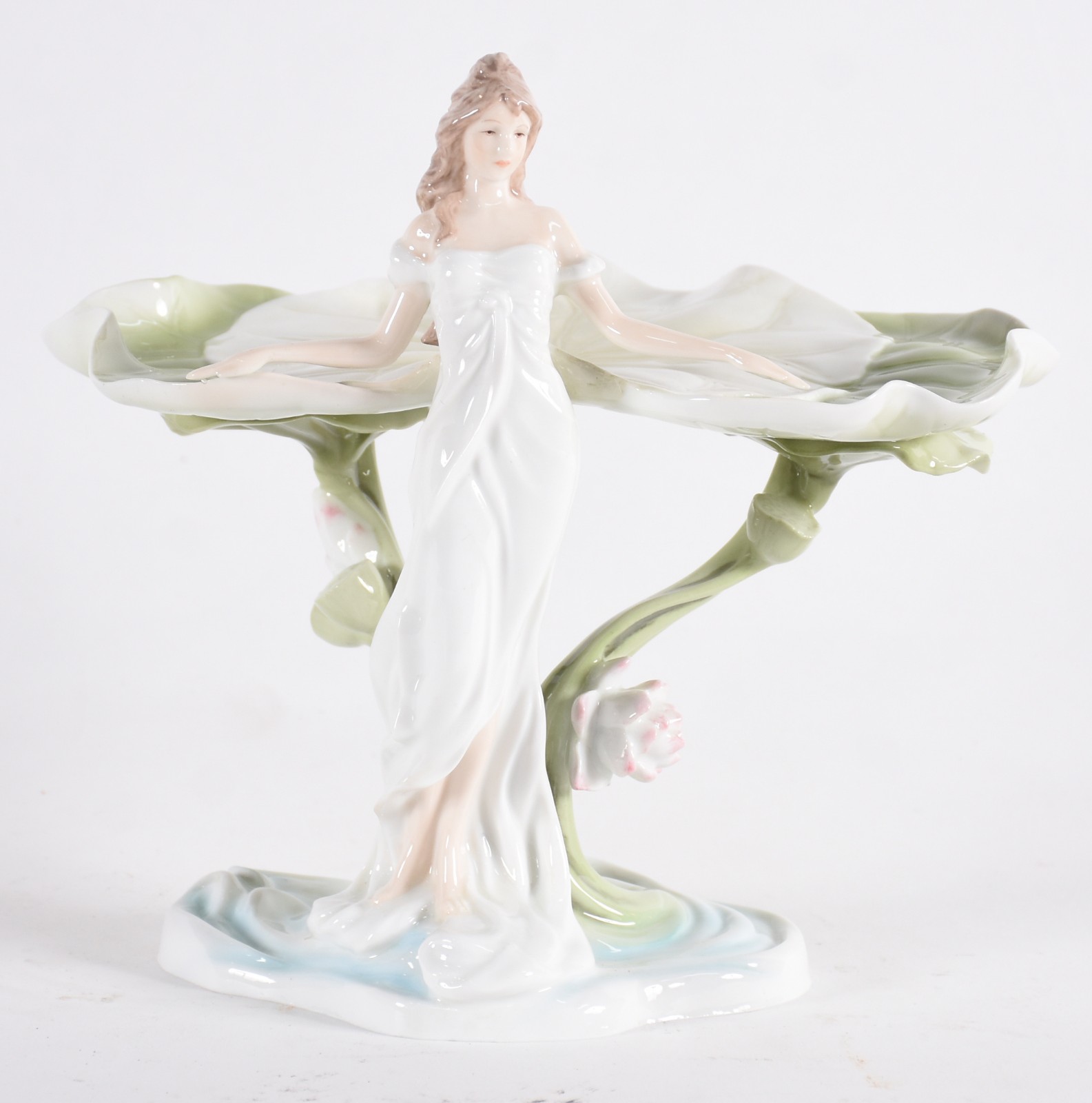 Estatueta/porta cartão de porcelana policromada estilo Art Nouveau... - foto 1 de 5