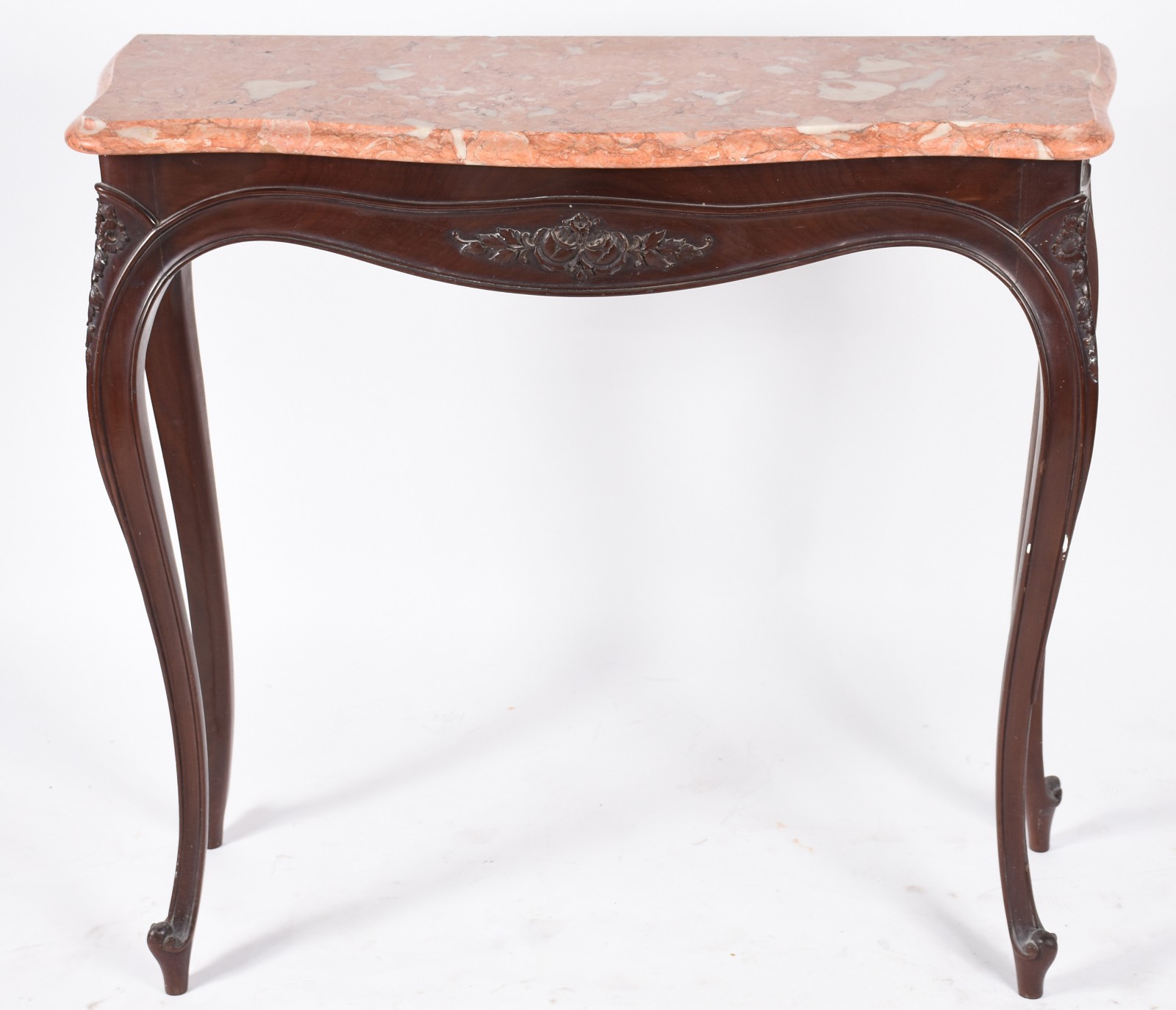 Elegante console de madeira nobre com detalhes entalhados e tampo de... - foto 1 de 4
