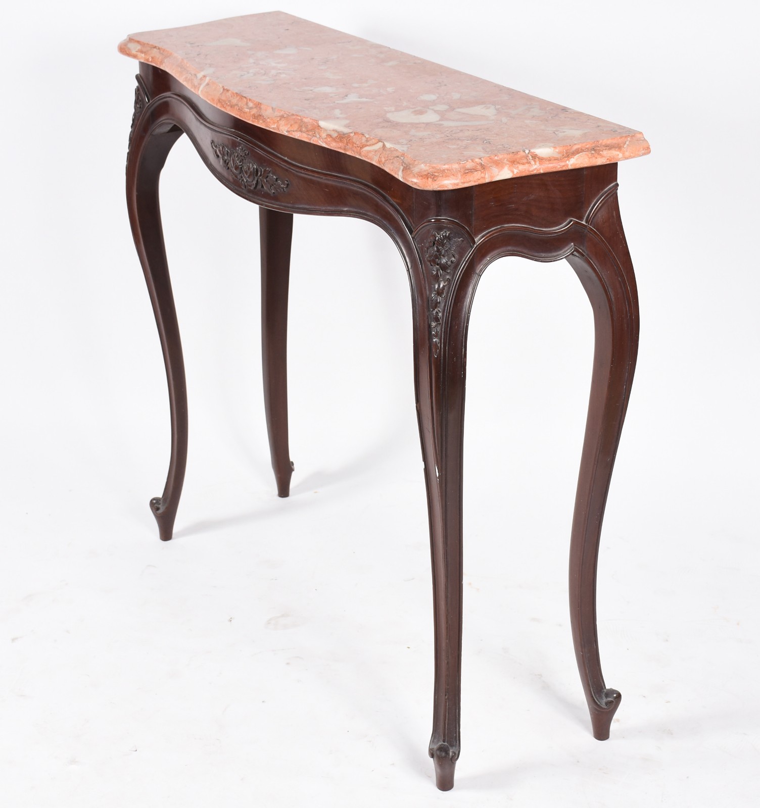 Elegante console de madeira nobre com detalhes entalhados e tampo de... - foto 2 de 4