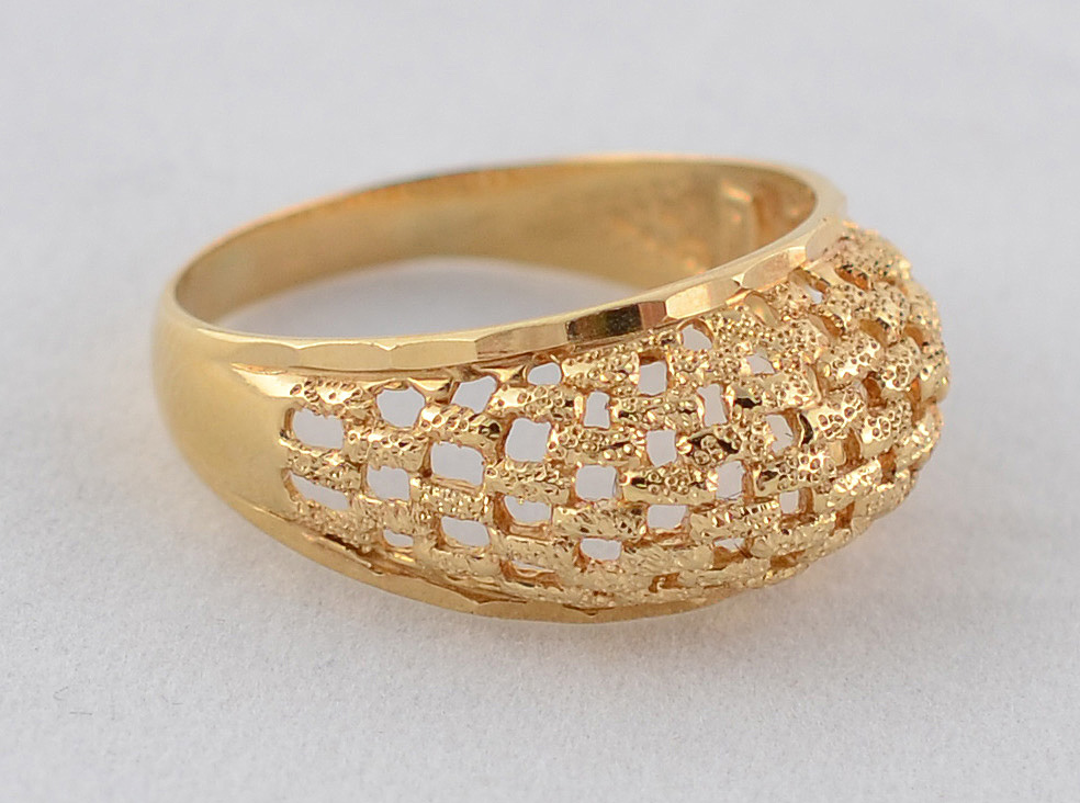 Anel de ouro 18 k, modelo bombe vazado - 5,1 g - Aro 23. - foto 1 de 2