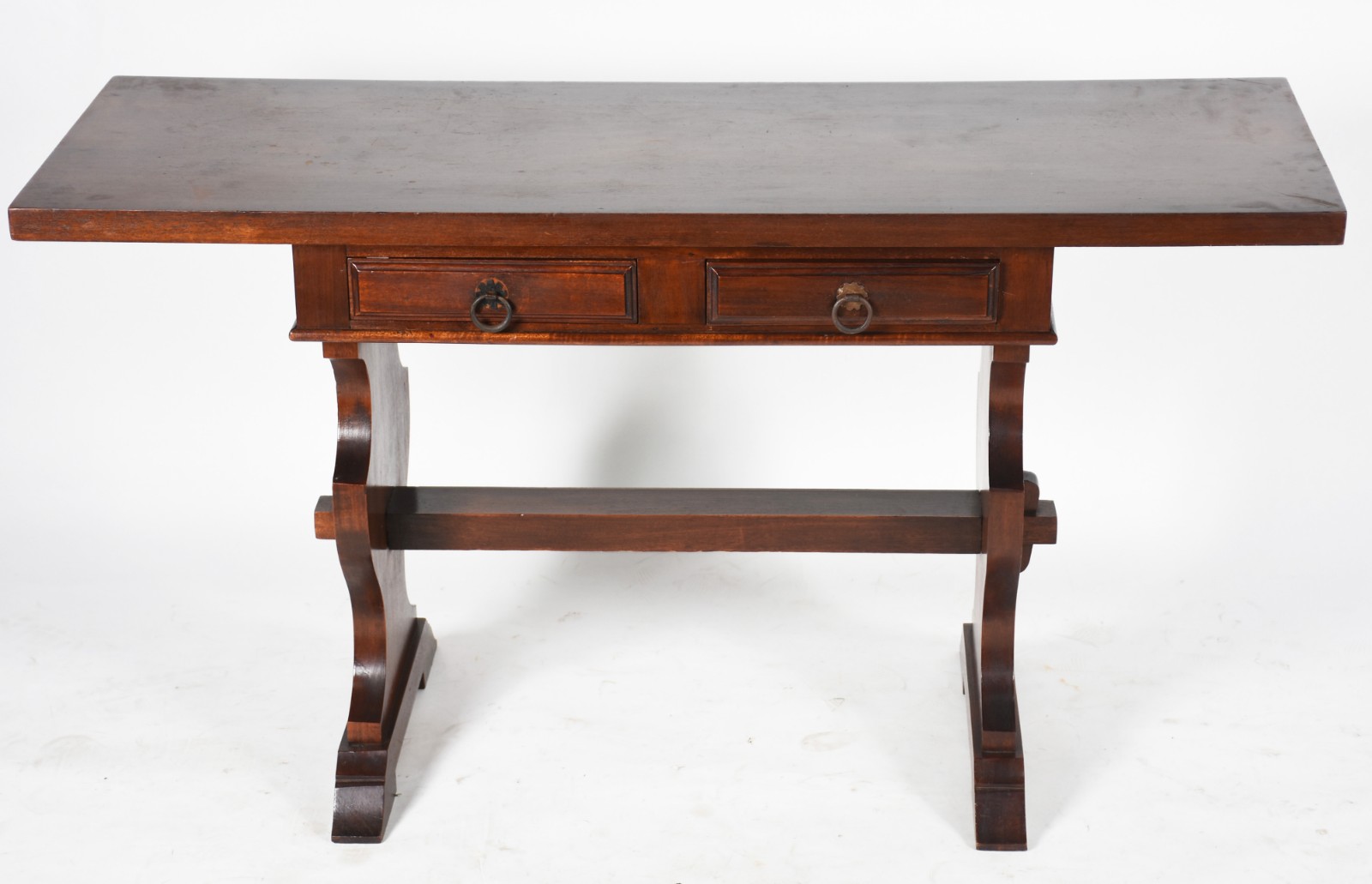 Console de madeira nobre com 2 gavetas, estilo colonial brasileiro. - foto 2 de 4