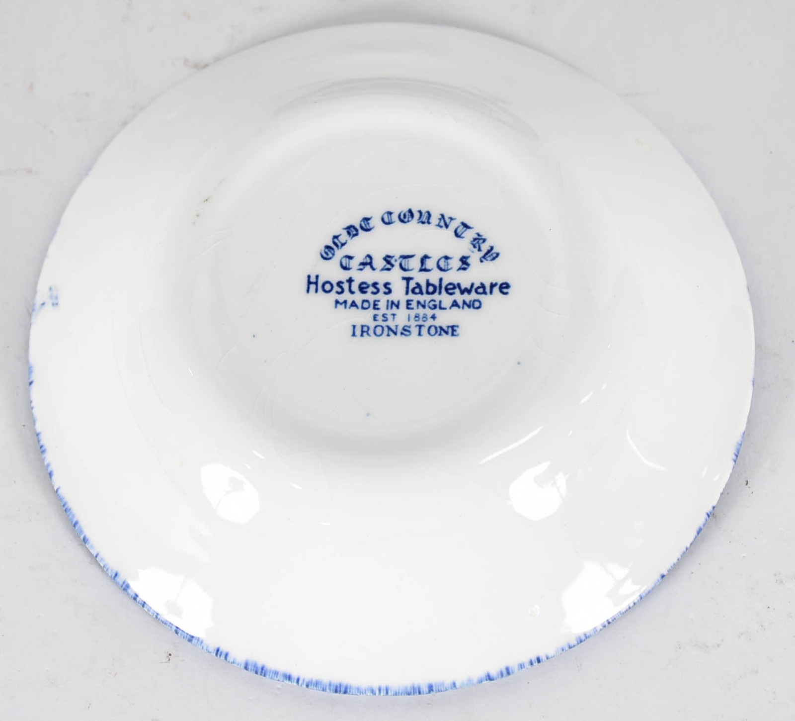 Conjunto de sobremesa de faiança inglesa azul e branca decorada com... - foto 3 de 4