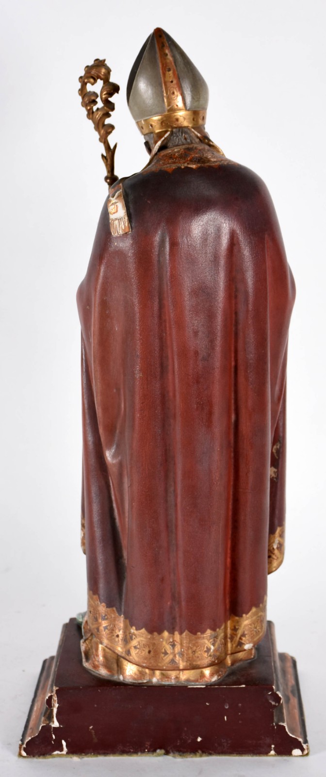 Belíssima imagem de Santo "Bispo" com cajado de madeira ricamente... - foto 5 de 5