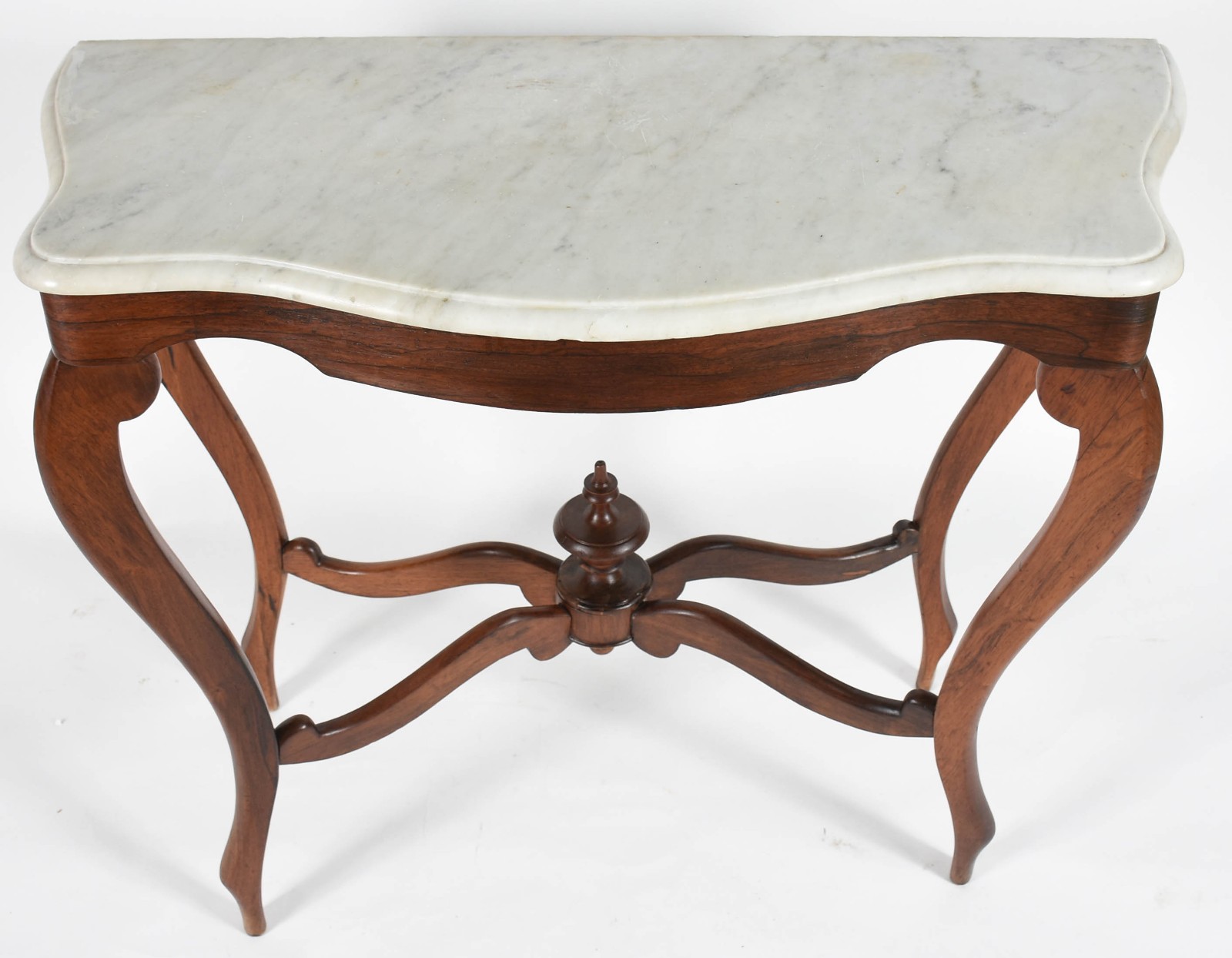Antigo console de jacarandá maciço com tampo de mármore branco... - foto 2 de 5