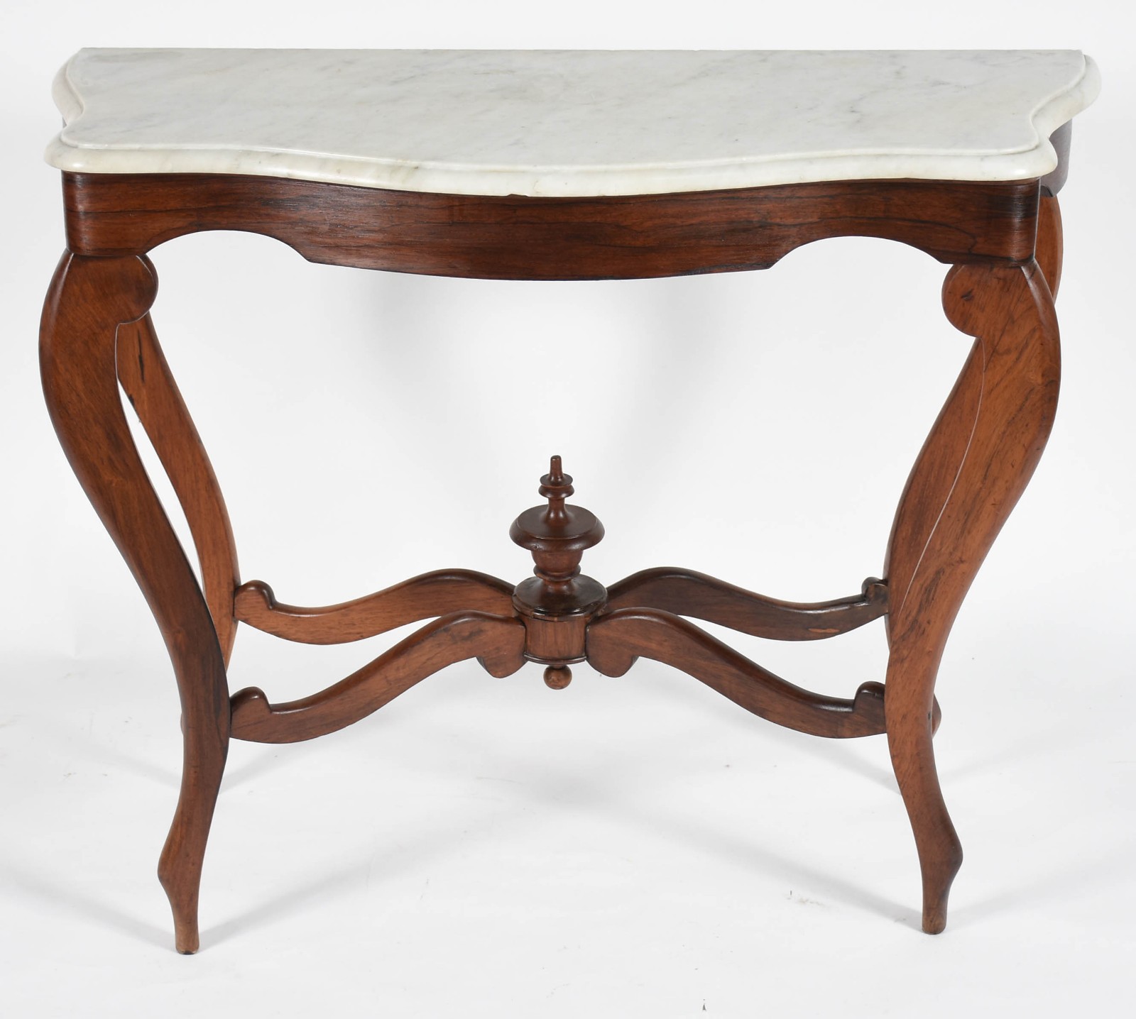 Antigo console de jacarandá maciço com tampo de mármore branco... - foto 1 de 5
