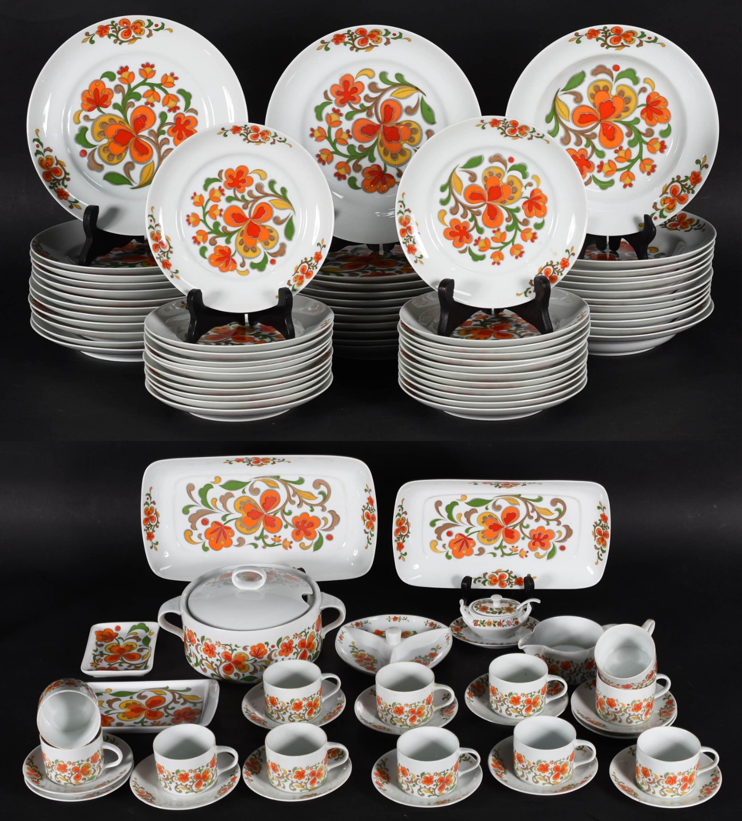 Serviço de porcelana Schmidt floral, comp. de 23 pratos rasos, 12... - foto 1 de 5