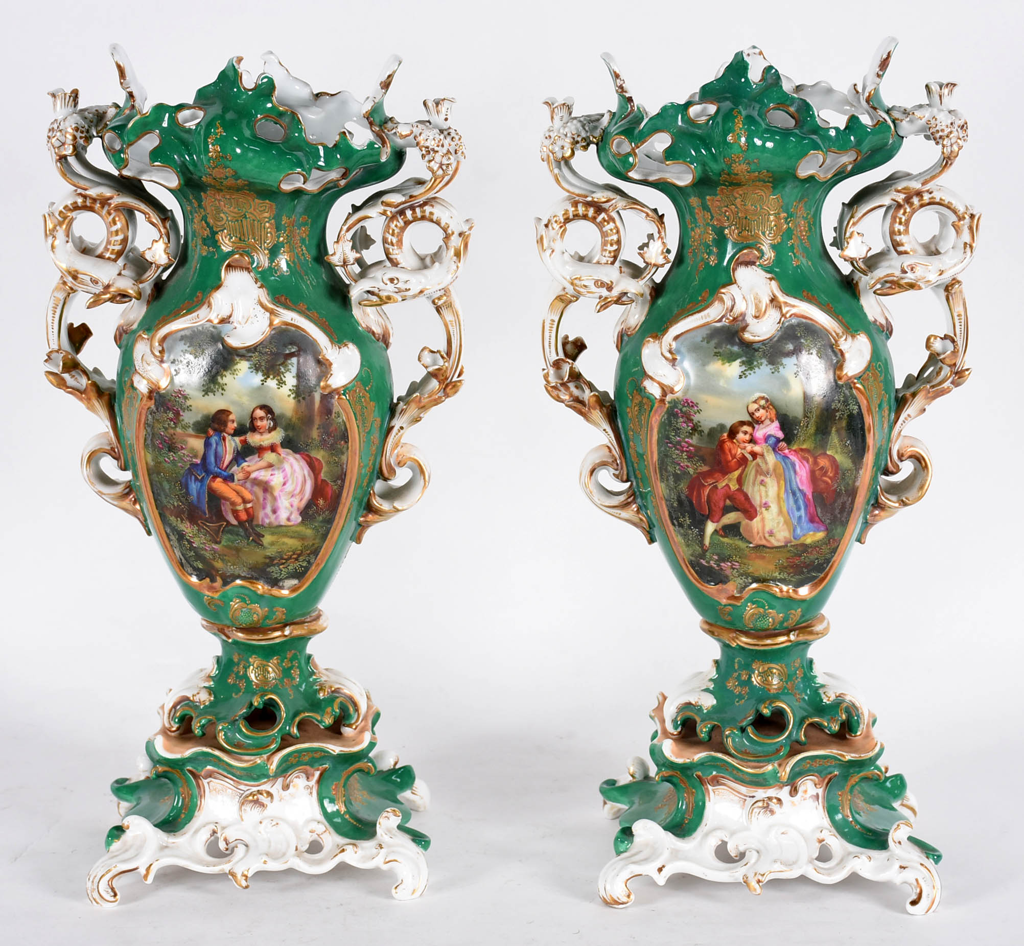 Par de excepcionais ânforas de porcelana francesa Velho Paris... - foto 1 de 6
