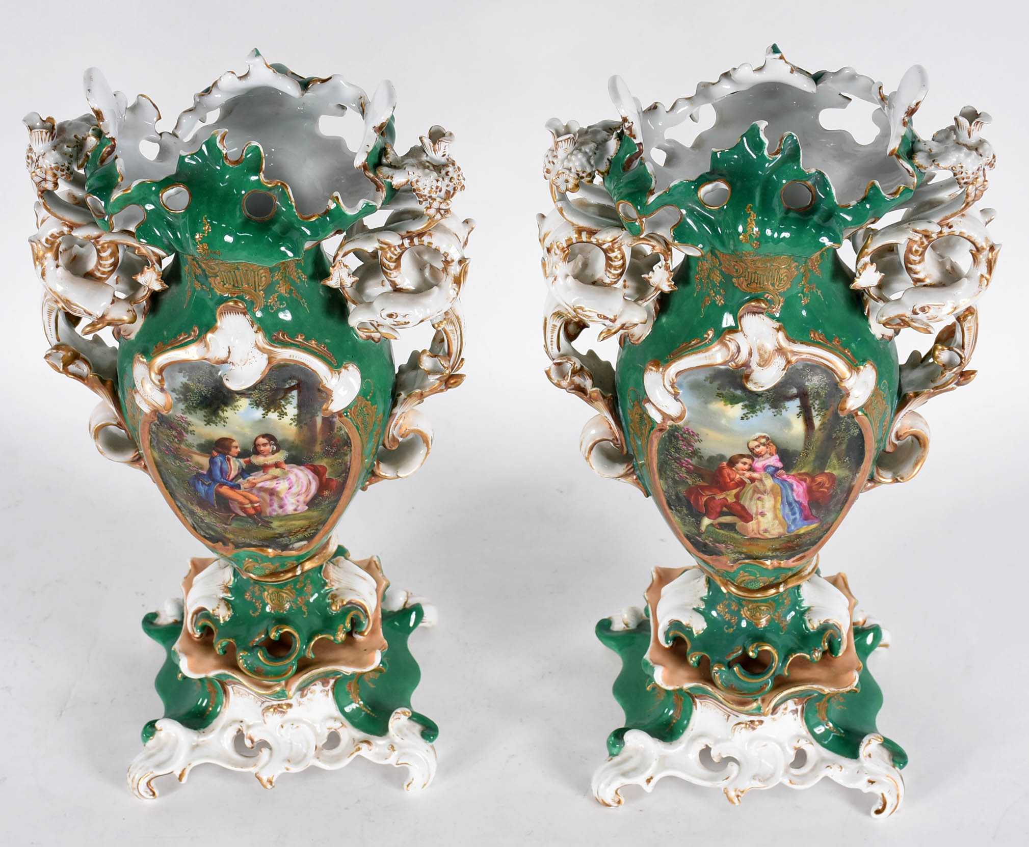 Par de excepcionais ânforas de porcelana francesa Velho Paris... - foto 2 de 6