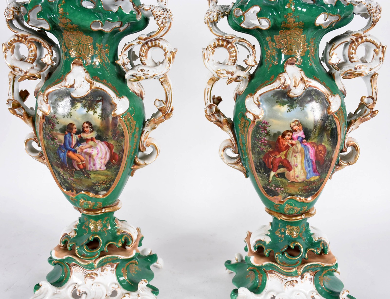 Par de excepcionais ânforas de porcelana francesa Velho Paris... - foto 3 de 6