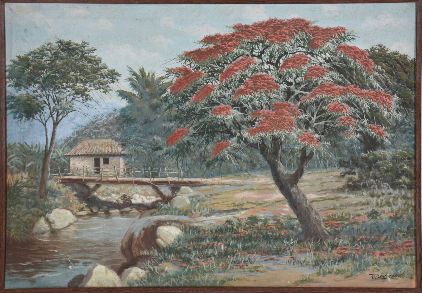 ASSINATURA NÃO IDENTIFICADA - Paisagem com casário - ost - foto 1 de 4