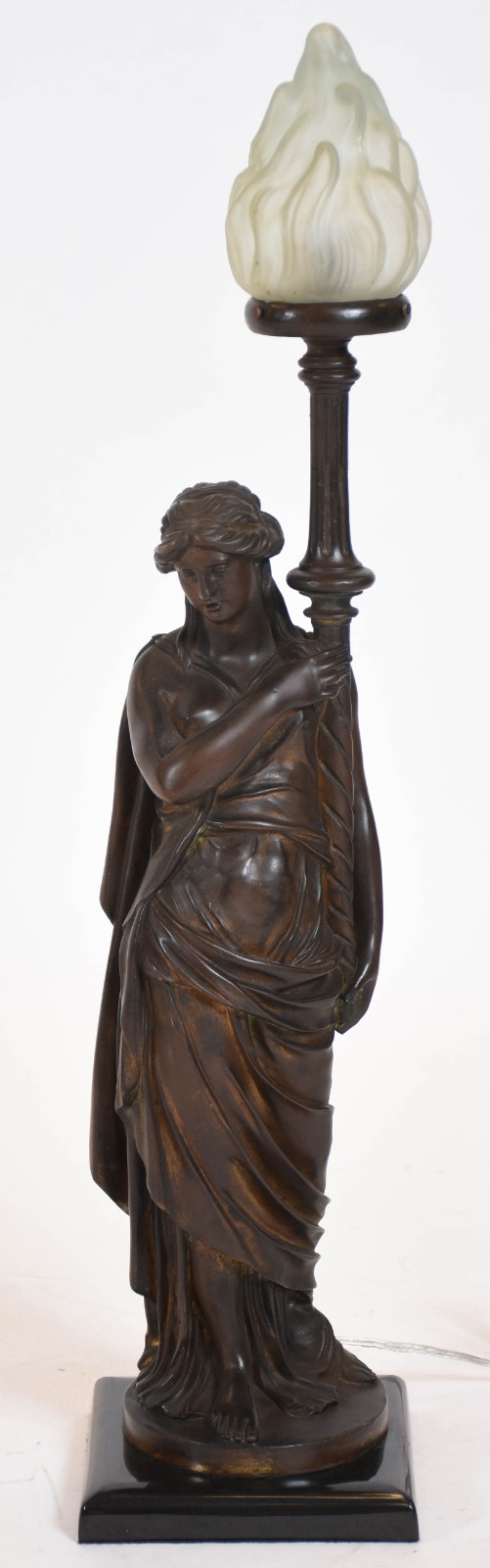 Luminária de bronze representando figura feminina para uma lâmpada... - foto 1 de 4