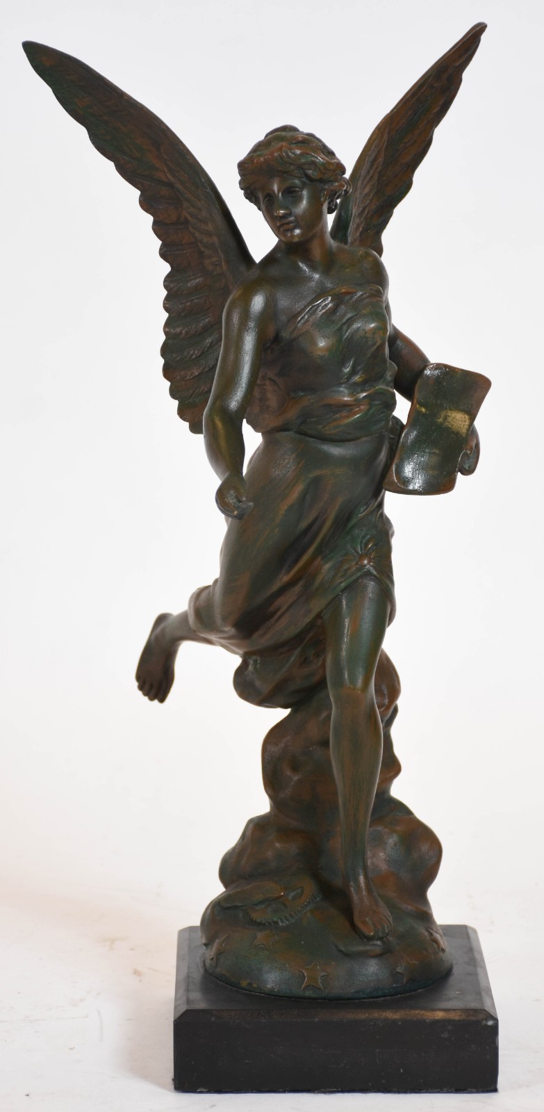 Estatueta de bronze representando Vitória Alada, base de mármore. - foto 1 de 6