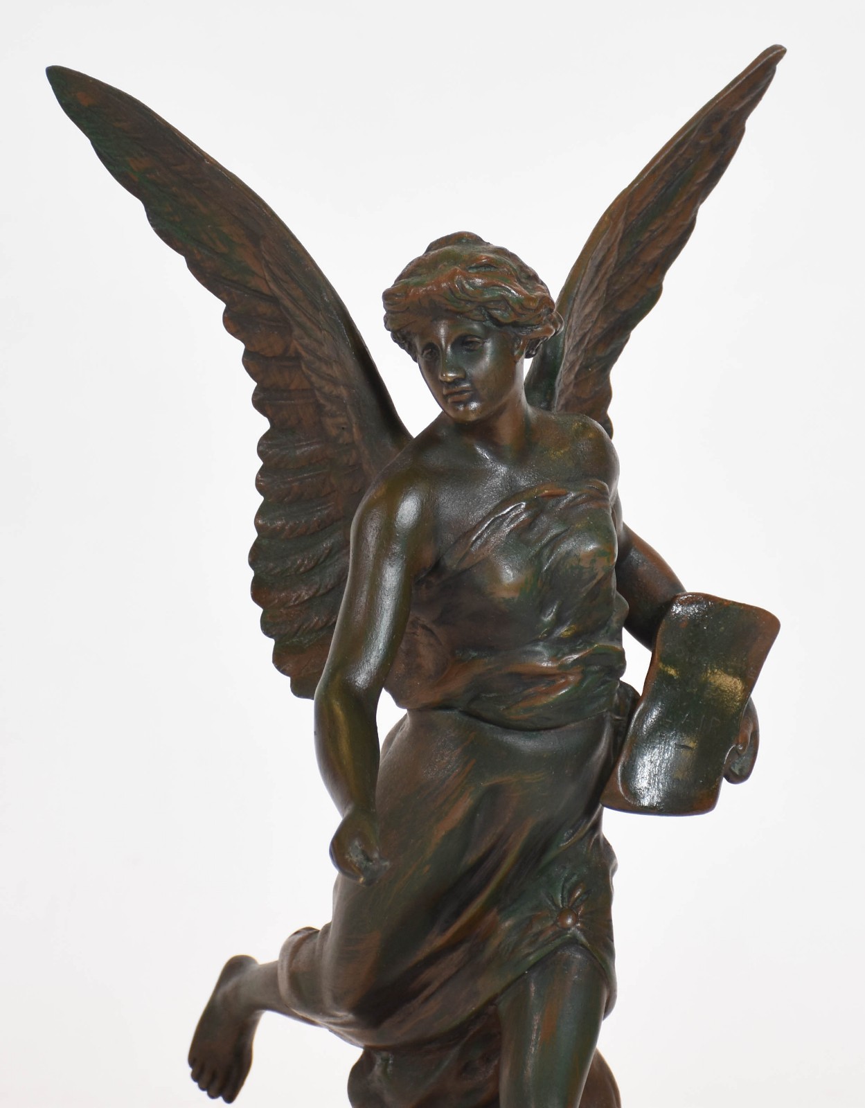 Estatueta de bronze representando Vitória Alada, base de mármore. - foto 2 de 6