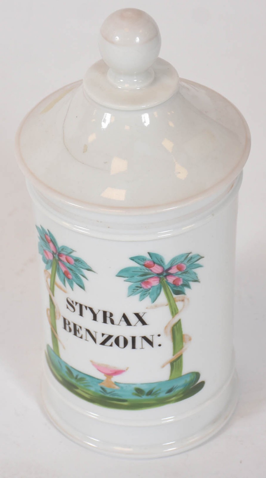 Pote de farmácia de porcelana européia com inscrição "Styrax... - foto 2 de 5