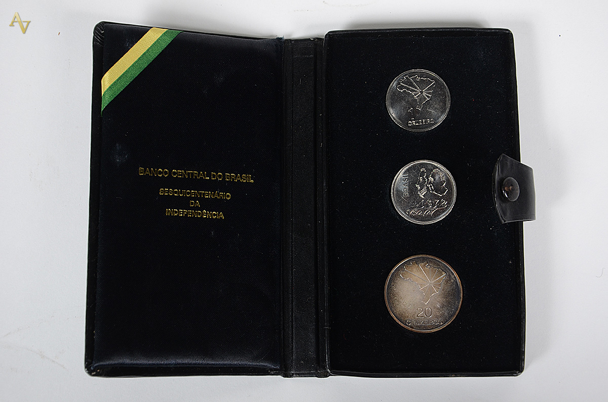 Três moedas comemorativas do sesquicentenário da independência do... - foto 1 de 3
