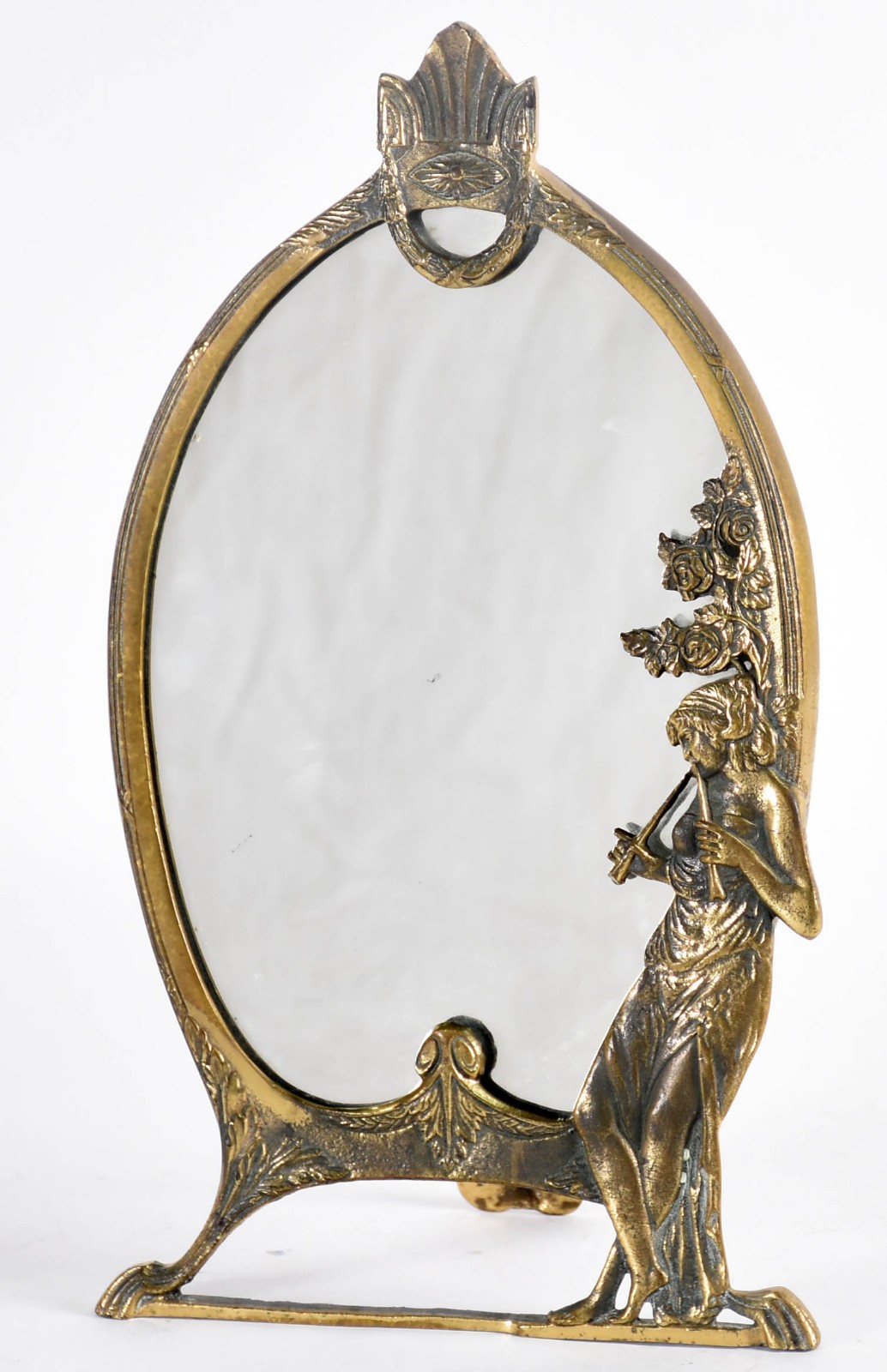 Espelho estilho ART NOUVEAU de metal dourado - foto 1 de 3