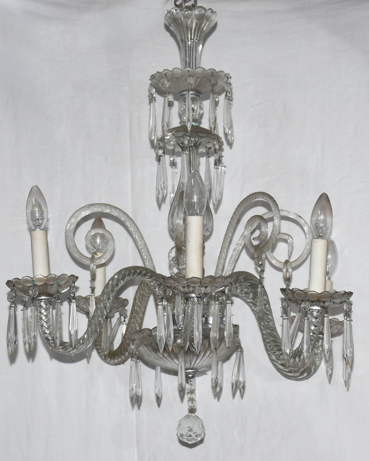Lustre de cristal para 5 luzes. - foto 1 de 2