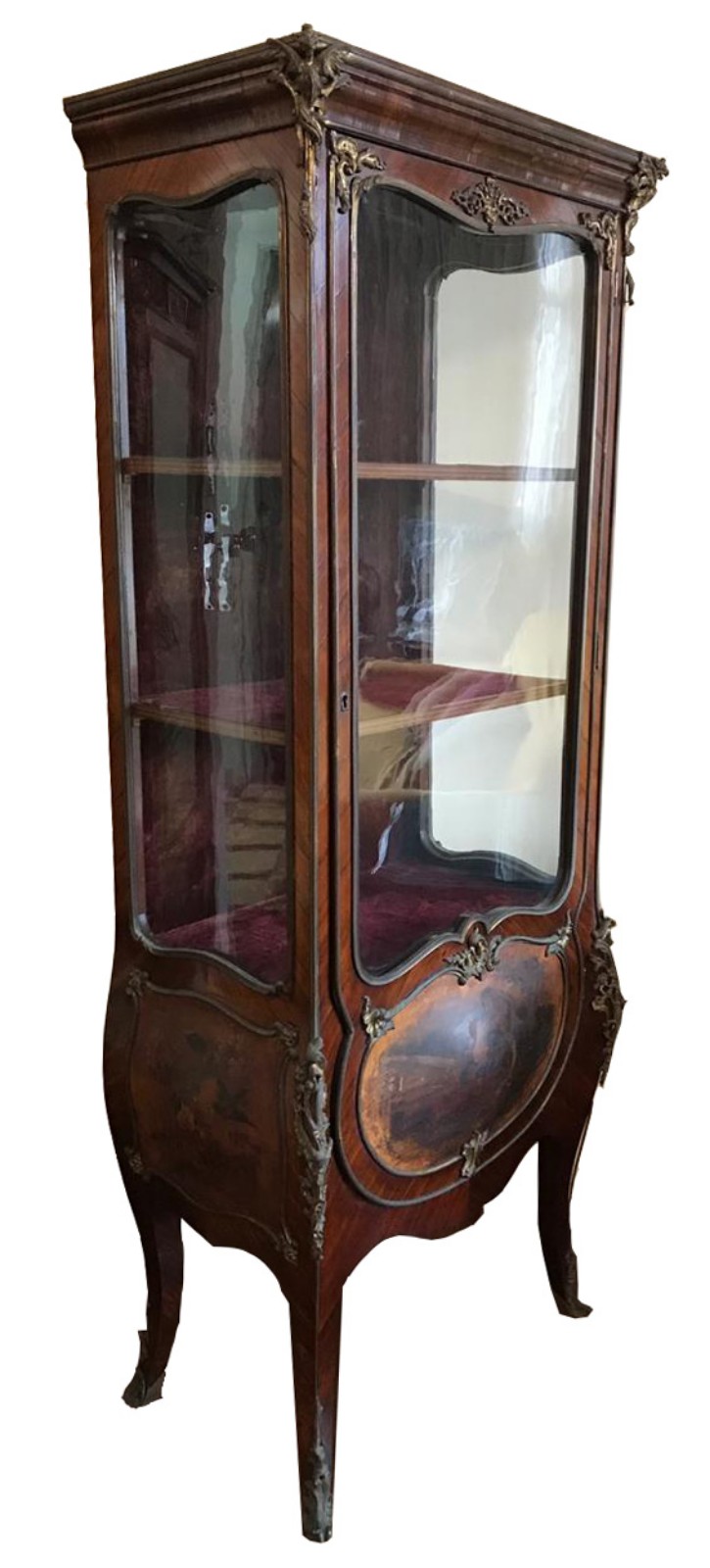 Vitrine francesa de madeira nobre, pintura na porta em "verniz... - foto 1 de 10
