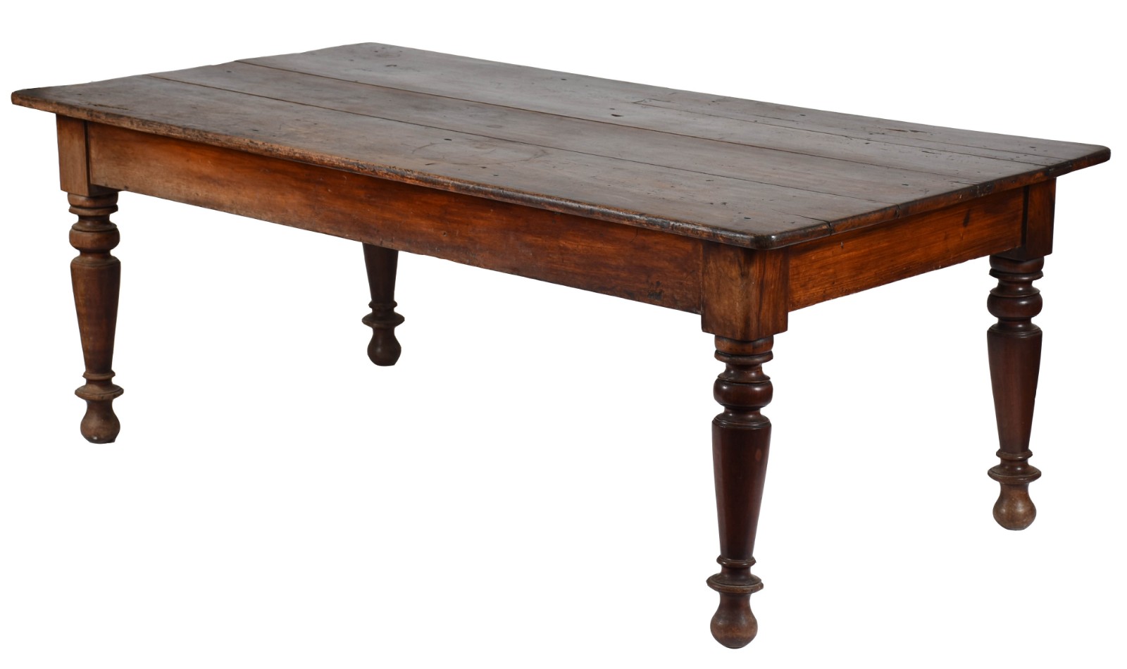 Mesa de jantar de madeira nobre, século XIX, quatro pernas torneadas... - foto 1 de 7