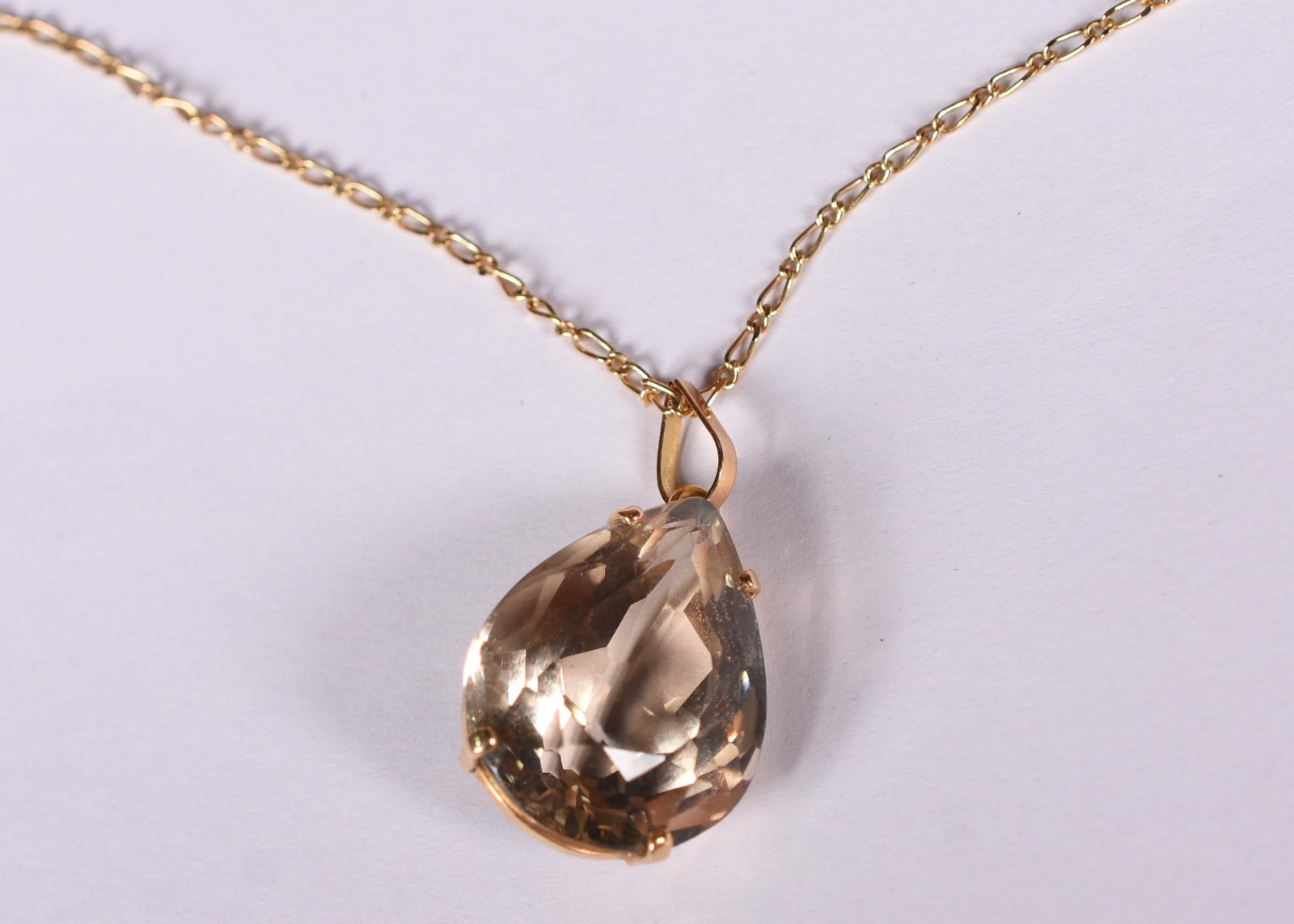 Gargantilha de ouro 750 e pingente feitio gota de topázio na cor azul... - foto 1 de 4
