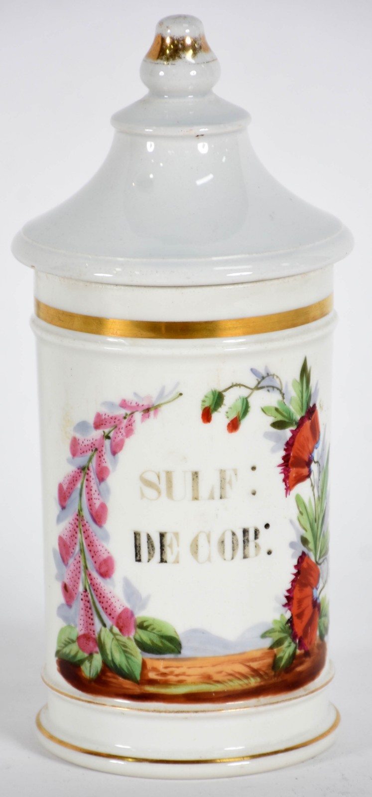Pote de farmácia de porcelana francesa Vieux Paris, século XIX, com... - foto 1 de 4