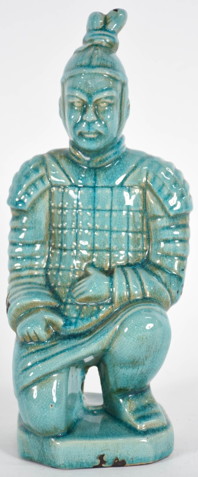 Estatueta de porcelana oriental na cor azul turquesa representando... - foto 1 de 4