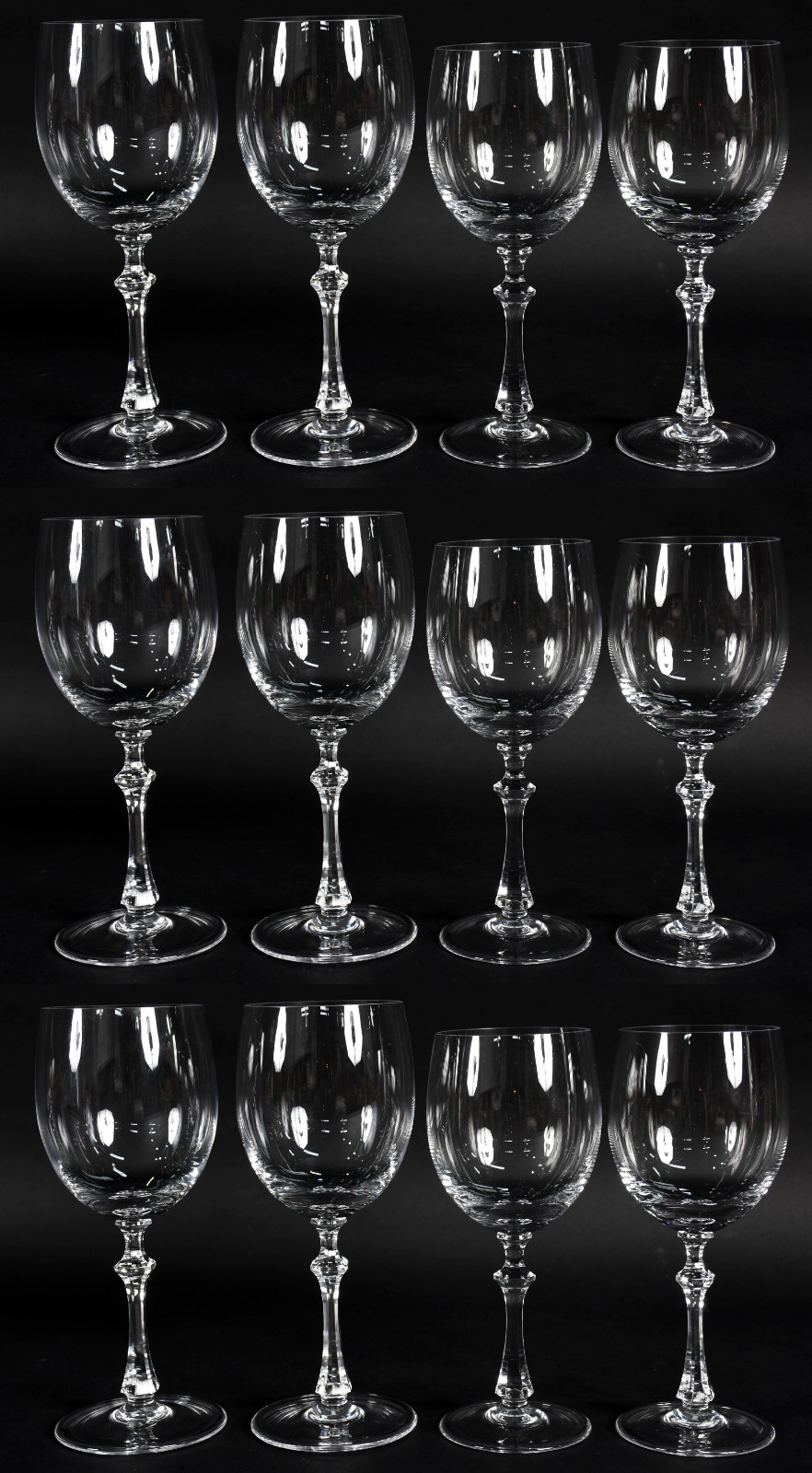 Doze taças de cristal sendo 6 para vinho tinto, e 6 para vinho branco. - foto 1 de 4