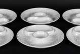 Seis pratos para alcachofra de cerâmica branca . - Seis pratos para alcachofra de cerâmica branca .