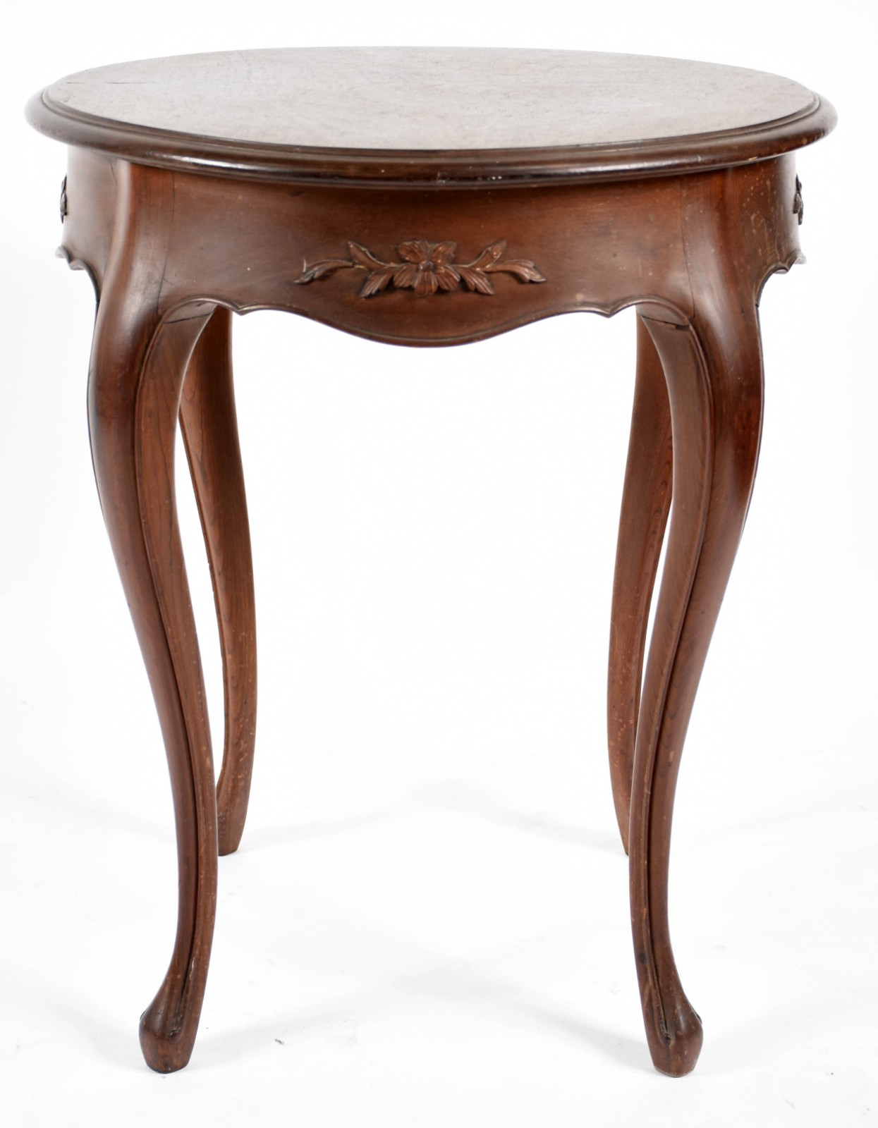 Mesa de madeira nobre, fabricação Laubisch Hirth, feitio redondo com... - foto 1 de 5