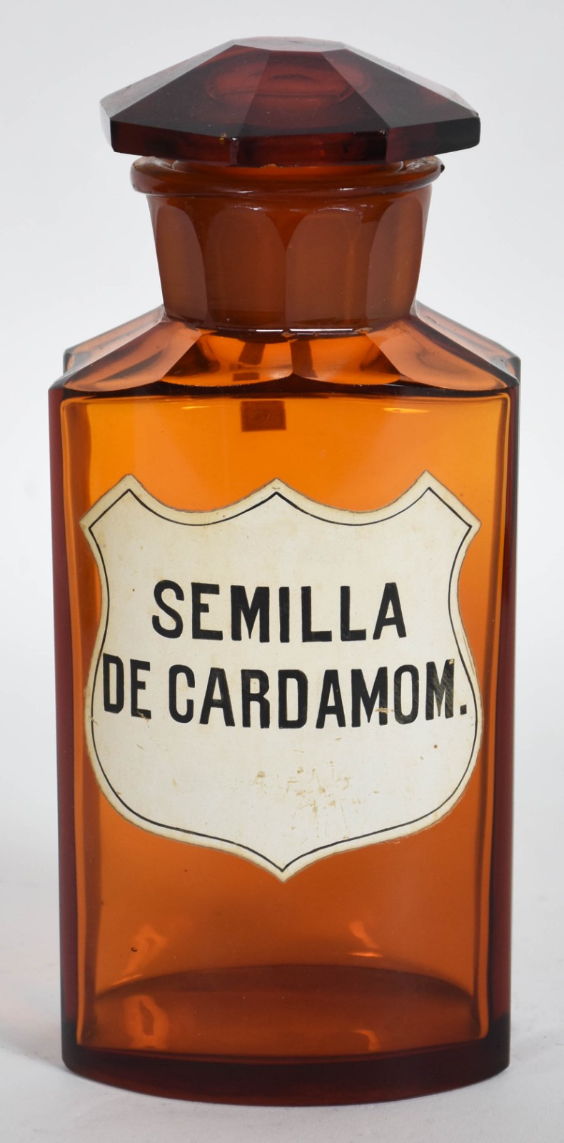 Grande frasco de farmácia em cristal âmbar, Século XIX. - foto 1 de 4