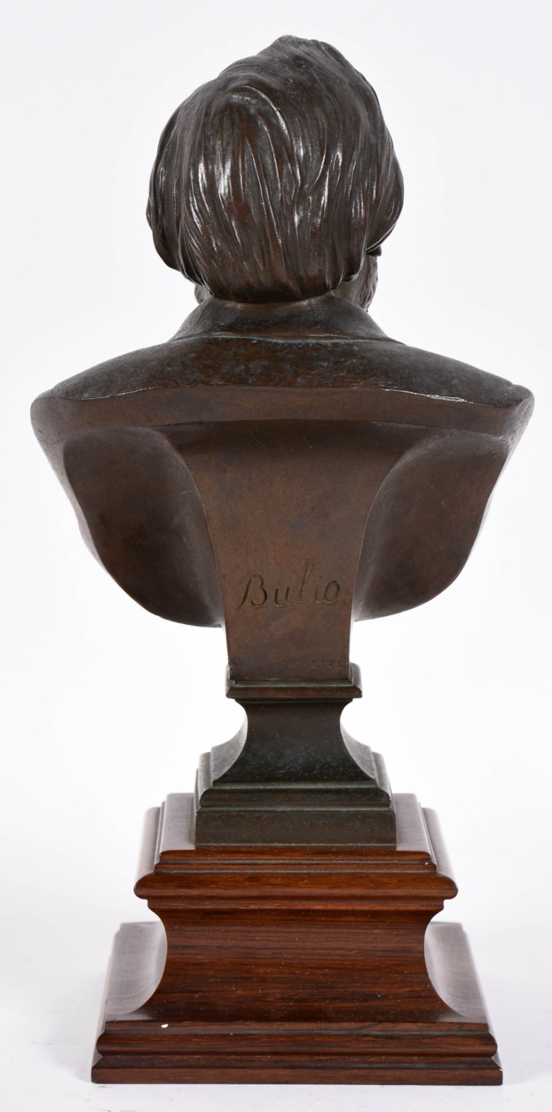 Busto de bronze "GAMBETTA". Assinado, com base de madeira. - foto 3 de 5