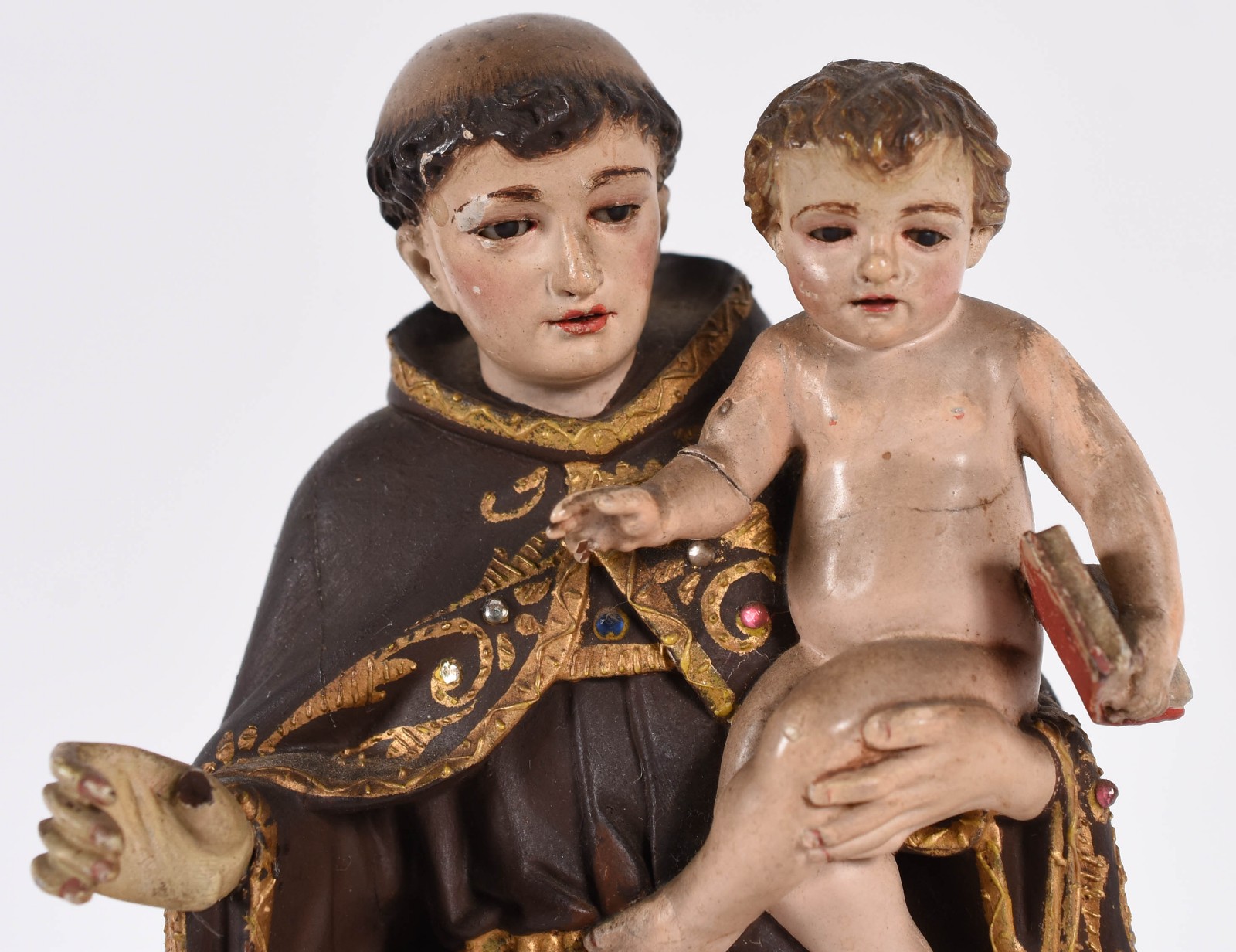 Santo Antônio com menino - Belíssima imagem de madeira policromada... - foto 2 de 5