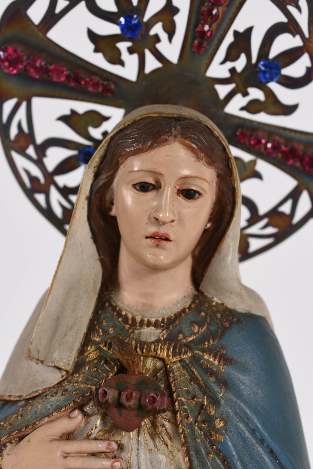 Nossa Senhora (Sagrado coração de Maria)- Belíssima imagem de madeira... - foto 3 de 5