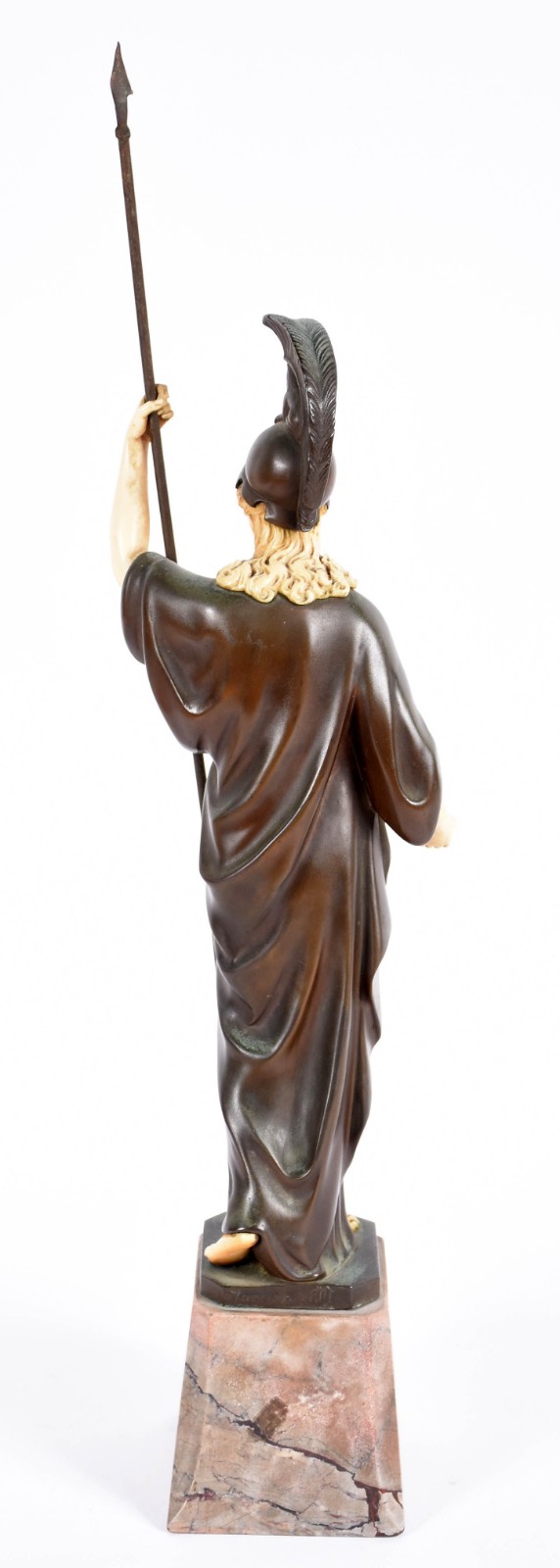 JAEGER - Escultura de bronze e marfim representando guerreira com... - foto 5 de 5