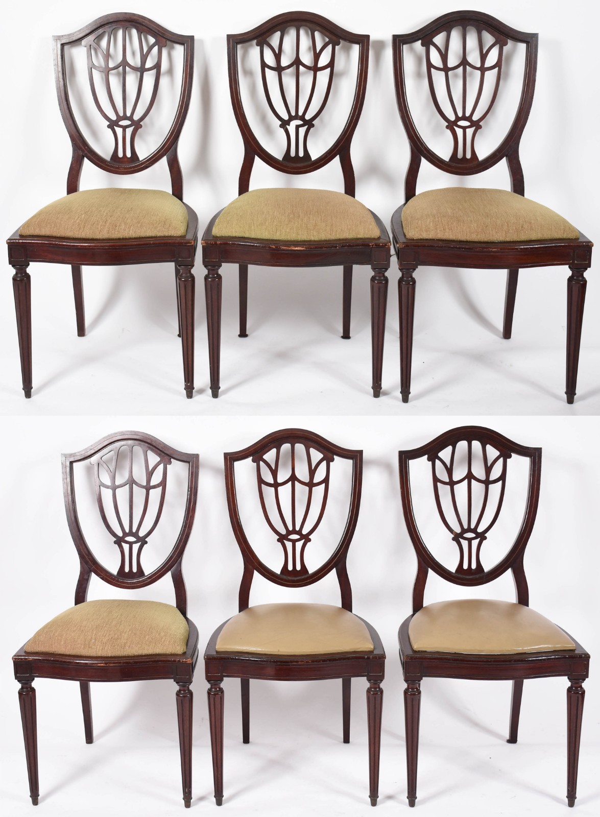 Conjunto com 6 cadeiras estilo inglês, assentos estofados, pernas... - foto 1 de 9