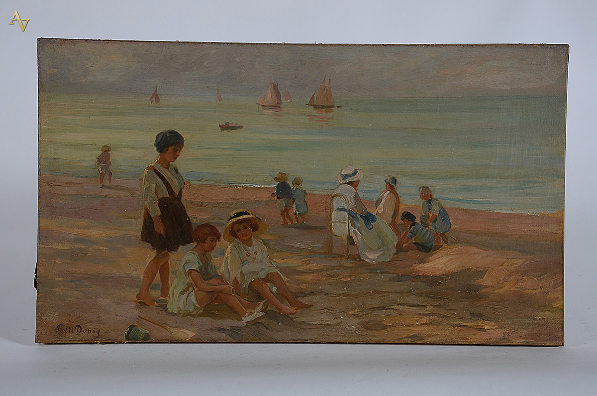P.M.DUPUY (1869/1949) - Figuras na praia - ost - 40 x 70 - foto 1 de 4
