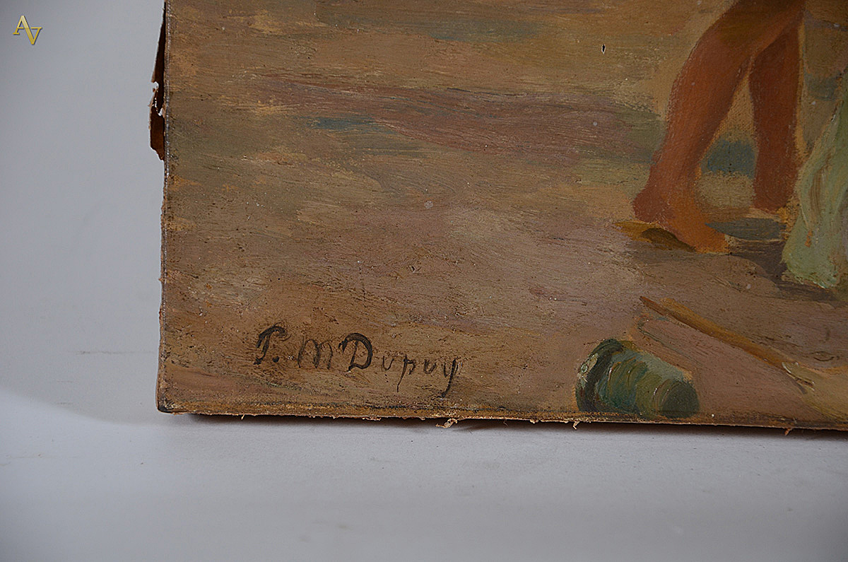 P.M.DUPUY (1869/1949) - Figuras na praia - ost - 40 x 70 - foto 3 de 4