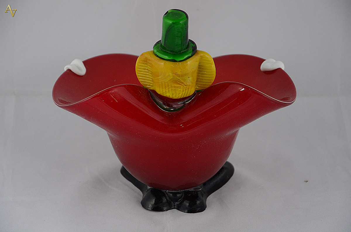 Baleiro na forma de palhaço de murano vermelho. Altura 21,5 cm. - foto 2 de 2