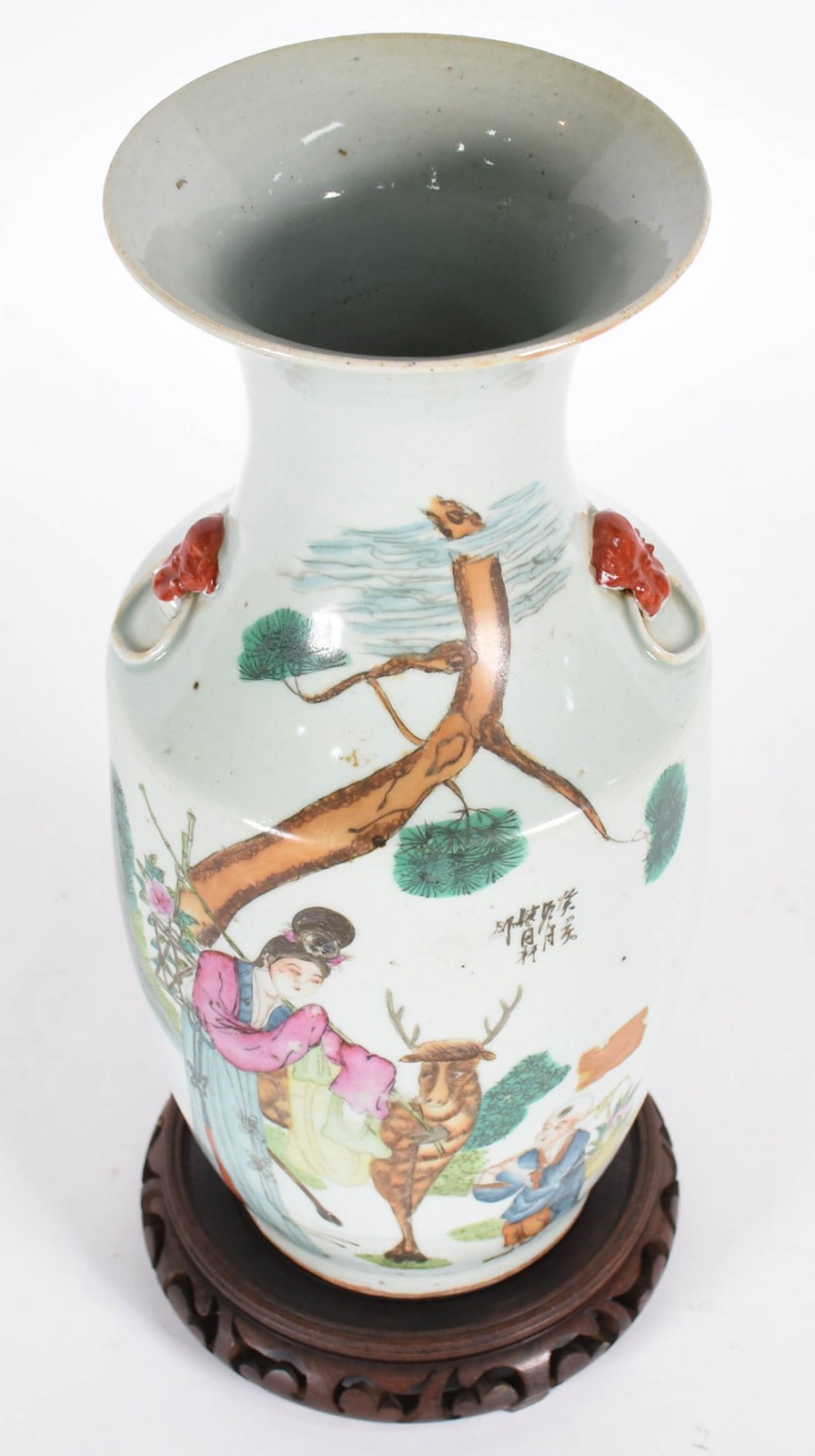 Vaso de porcelana oriental decorado com figuras típicas e animal... - foto 2 de 6