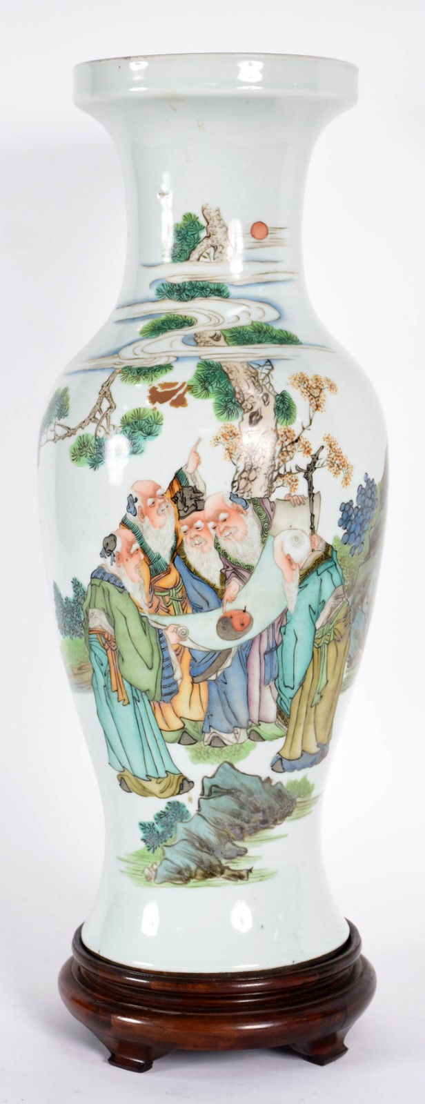 Vaso de porcelana oriental decorada com figuras de sábios em... - foto 1 de 4