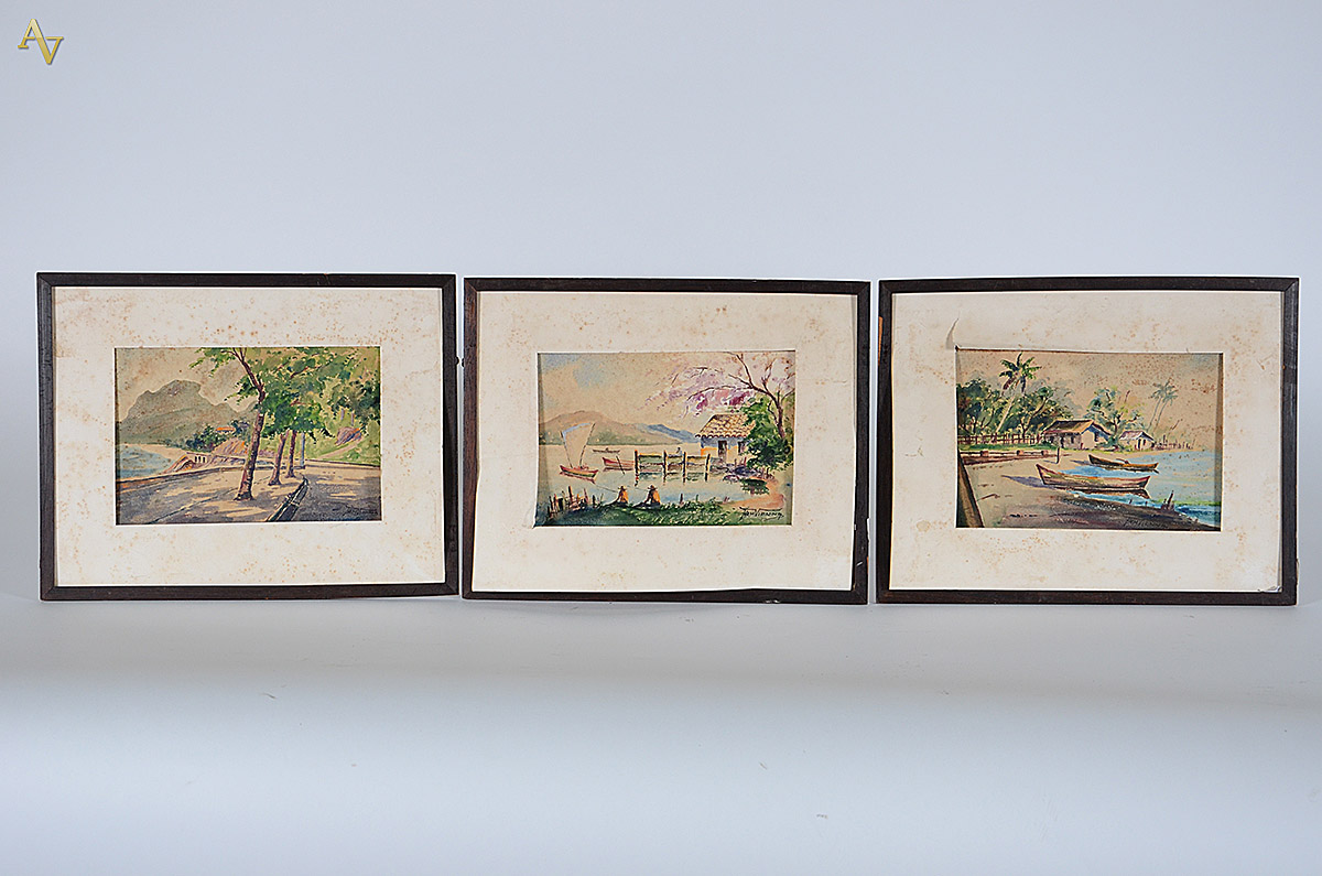 ARMANDO VIANNA - Paisagens - tres aquarelas - 17 x 24 (no estado)
