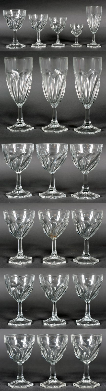 Serviço de copos de cristal retorcido composto de: 12 para água, 12... - foto 1 de 7