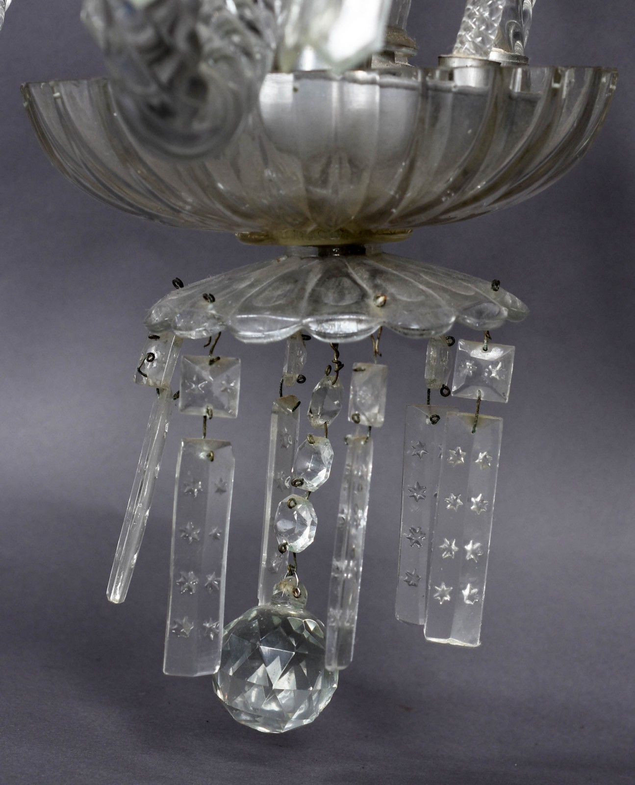 Lustre de cristal para 3 luzes, pingentes lapidados. - foto 2 de 2