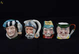 Quatro canecas de porcelana inglesa Royal Doult... - Quatro canecas de porcelana inglesa Royal Doulton. Alturas de 5 cm à 8 cm.