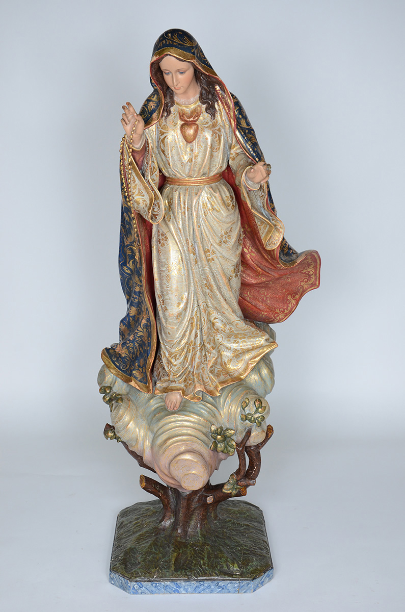NOSSA SENHORA com Sagrado Coração - Belíssima imagem de madeira... - foto 1 de 6