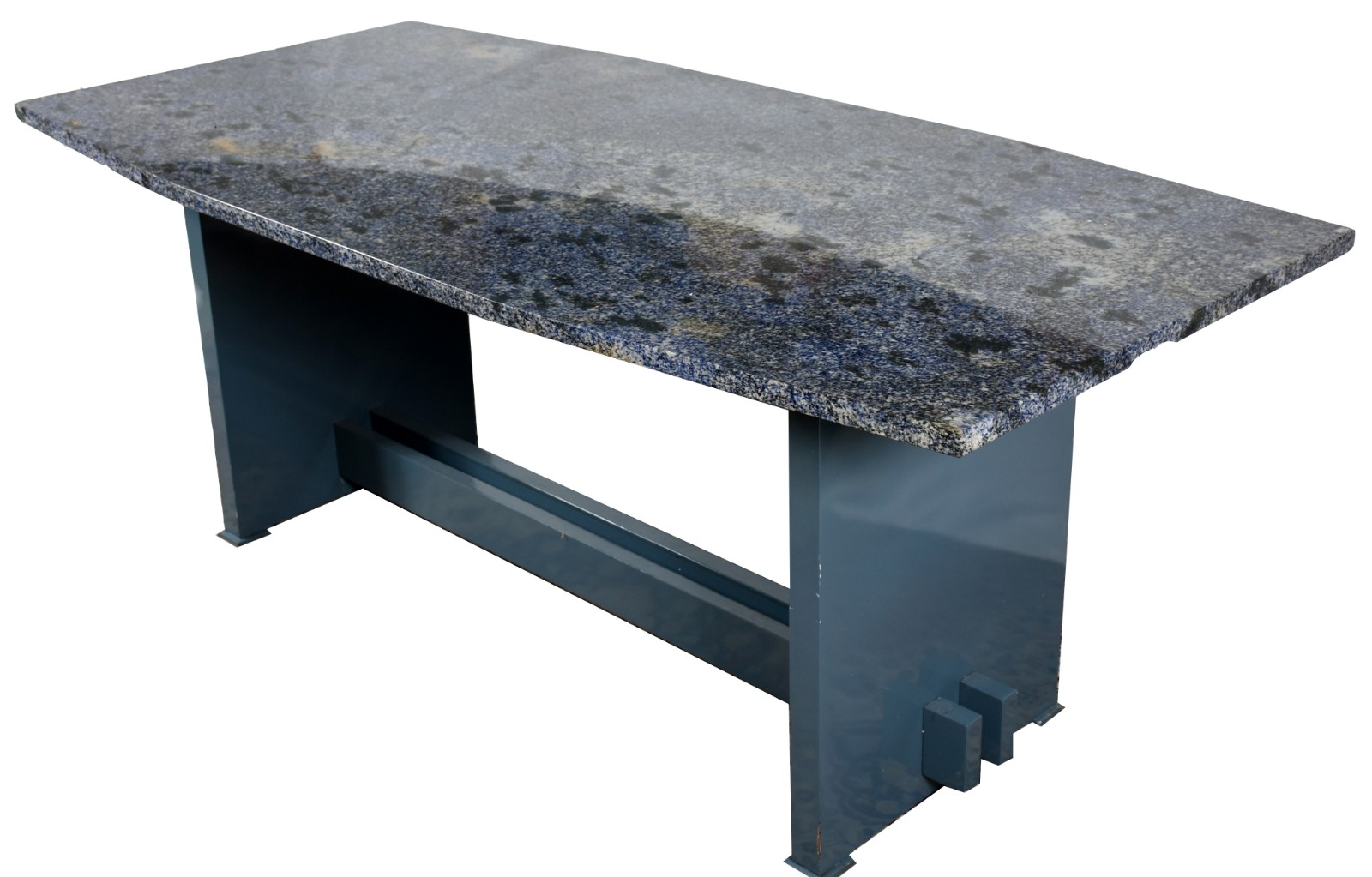 Mesa de jantar de madeira laqueada de cinza e tampo de granito com 8... - foto 3 de 8