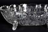 Fruteira de cristal tcheco lapidado, feitio nav... - Fruteira de cristal tcheco lapidado, feitio navete, borda dentada.