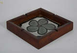 BRENAND - Cinzeiro de porcelana com caixa de ma... - BRENAND - Cinzeiro de porcelana com caixa de madeira - 28 x 28 cm